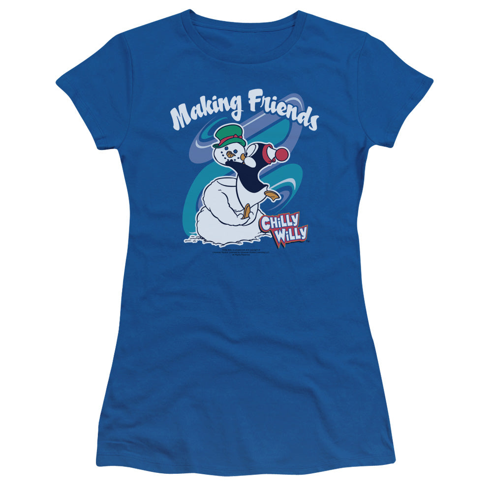 Chilly Willy - Making Friends - Short Sleeve Junior Sheer - Royal Blue - Sm - Royal Blue T-shirt
