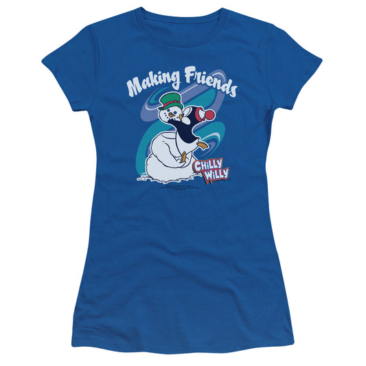 Chilly Willy - Making Friends - Short Sleeve Junior Sheer - Royal Blue - Sm - Royal Blue T-shirt