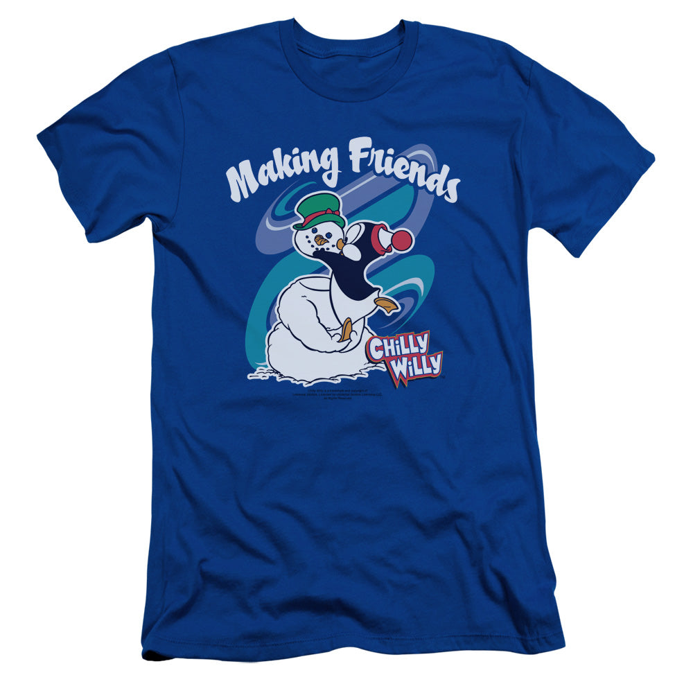 Chilly Willy - Making Friends - Short Sleeve Adult 30/1 - Royal Blue - Sm - Royal Blue T-shirt