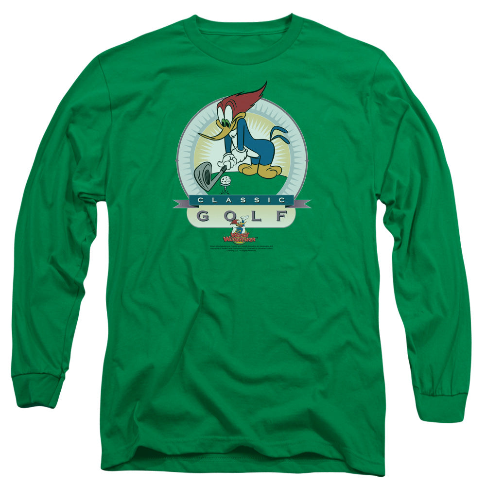 Woody Woodpecker - Classic Golf - Long Sleeve Adult 18/1 - Kelly Green T-shirt