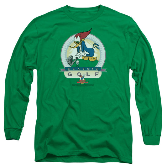 Woody Woodpecker - Classic Golf - Long Sleeve Adult 18/1 - Kelly Green T-shirt