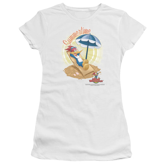 Woody Woodpecker - Summertime - Short Sleeve Junior Sheer - White T-shirt