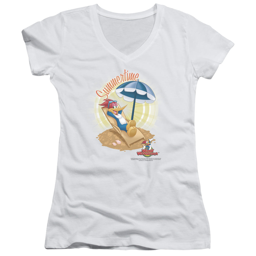 Woody Woodpecker - Summertime - Junior V-neck - White