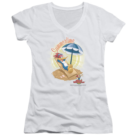 Woody Woodpecker - Summertime - Junior V-neck - White