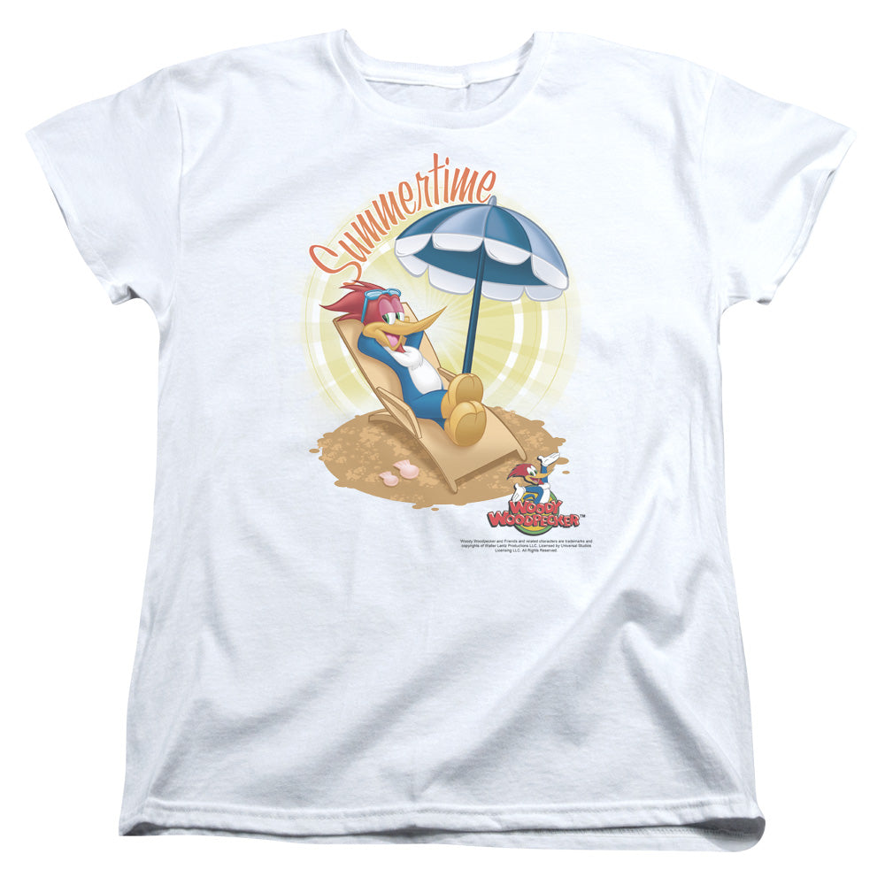 Woody Woodpecker - Summertime - Short Sleeve Womens Tee - White T-shirt