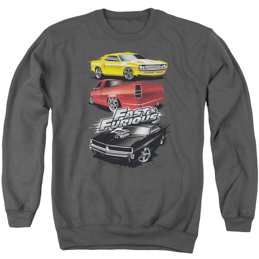 Fast And The Furious - Muscle Car Splatter - Adult Crewneck Sweatshirt - Charcoal