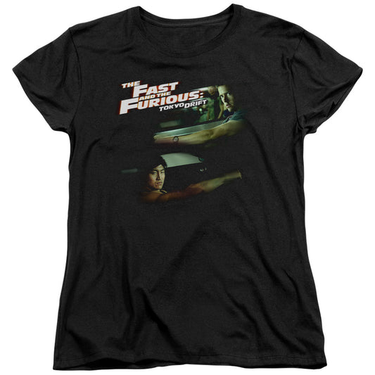 Tokyo Drift - Drifting Together - Short Sleeve Womens Tee - Black T-shirt