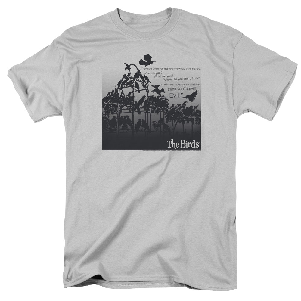 Birds - Evil - Short Sleeve Adult 18/1 - Silver T-shirt