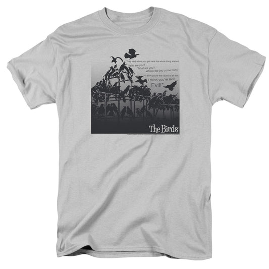 Birds - Evil - Short Sleeve Adult 18/1 - Silver T-shirt