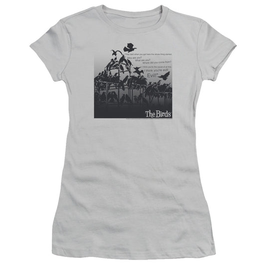 Birds - Evil - Short Sleeve Junior Sheer - Silver - Sm - Silver T-shirt