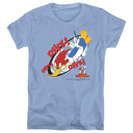 Woody Woodpecker - Dive - Short Sleeve Womens Tee - Carolina Blue T-shirt