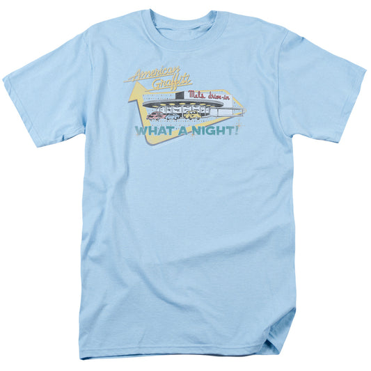 American Graffiti - Mels Drive In - Short Sleeve Adult 18/1 - Light Blue T-shirt