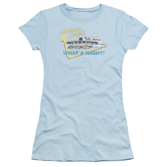AMERICAN GRAFFITI MELS DRIVE IN - S/S JUNIOR SHEER - LIGHT BLUE - SM - Light Blue T-Shirt