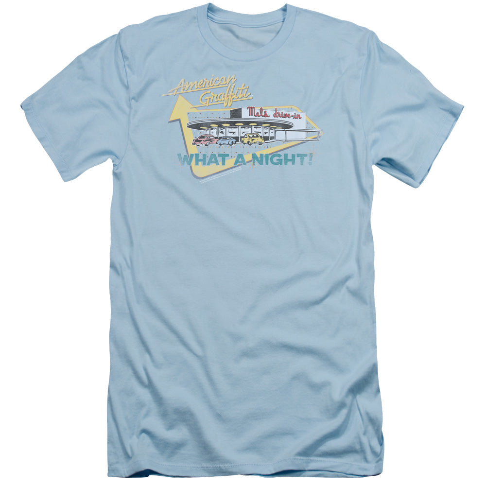 American Graffiti - Mels Drive In - Short Sleeve Adult 30/1 - Light Blue - Sm - Light Blue T-shirt
