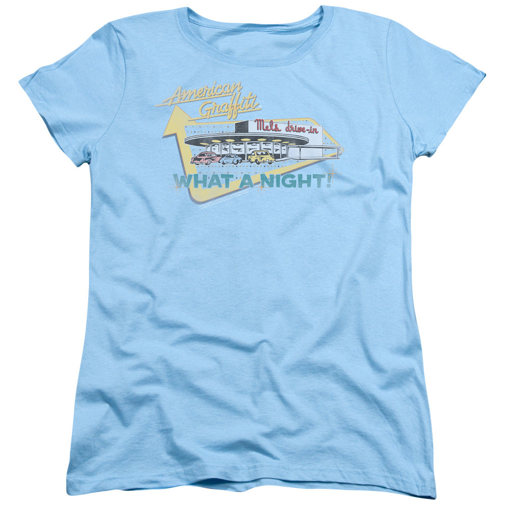 American Graffiti - Mels Drive In - Short Sleeve Womens Tee - Light Blue - Sm - Light Blue T-shirt