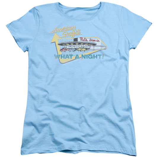 American Graffiti - Mels Drive In - Short Sleeve Womens Tee - Light Blue - Sm - Light Blue T-shirt
