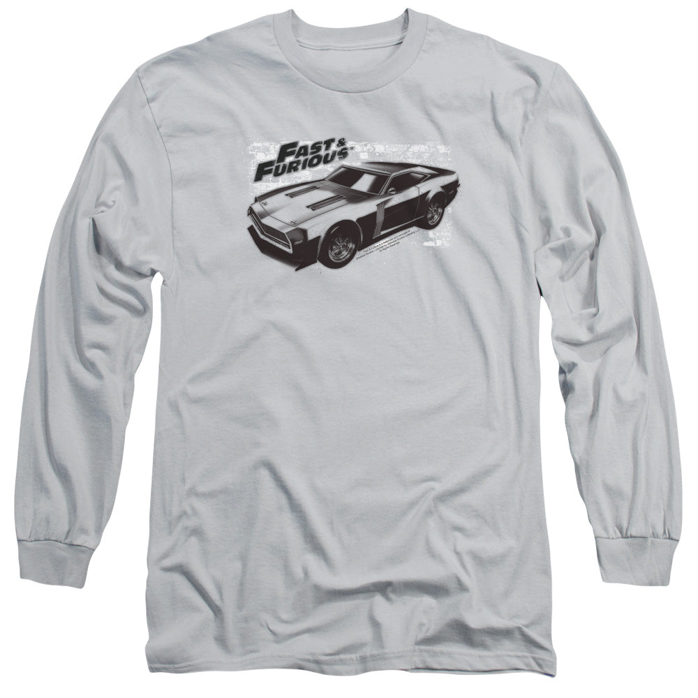 Fast And The Furious - Spray Car - Long Sleeve Adult 18/1 - Silver - Sm - Silver T-shirt