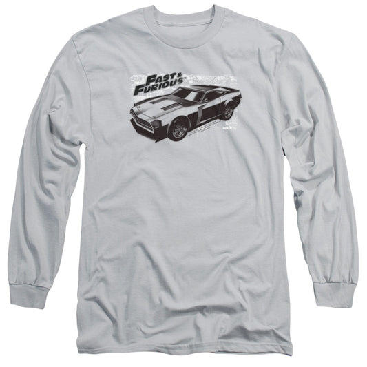 Fast And The Furious - Spray Car - Long Sleeve Adult 18/1 - Silver - Sm - Silver T-shirt
