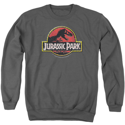 Jurassic Park - Stone Logo - Adult Crewneck Sweatshirt - Charcoal