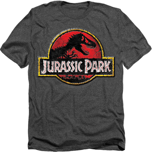 Jurassic Park - Stone Logo - Adult Heather - Charcoal