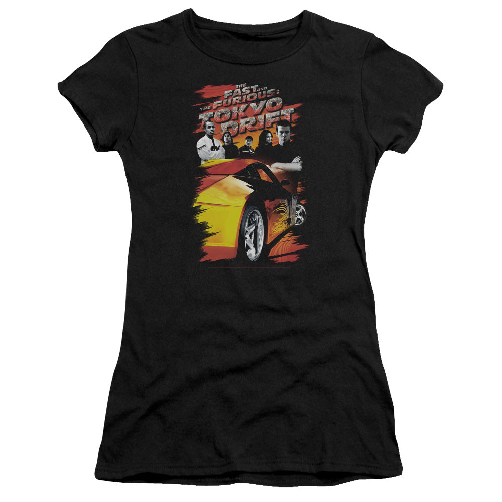 Tokyo Drift - Drifting Crew - Short Sleeve Junior Sheer - Black T-shirt