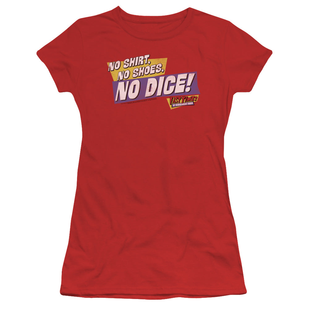 Fast Times Ridgemont High - No Dice - Short Sleeve Junior Sheer - Red - Sm - Red T-shirt