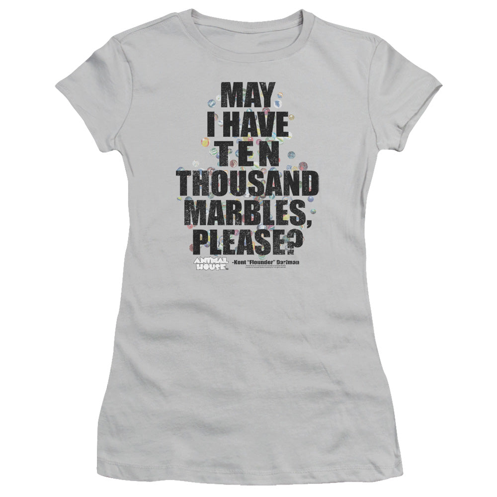 Animal House - Marbles - Short Sleeve Junior Sheer - Silver - Sm - Silver T-shirt