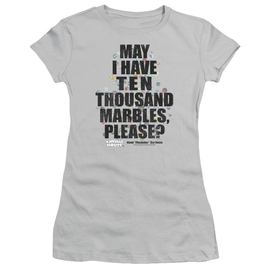Animal House - Marbles - Short Sleeve Junior Sheer - Silver - Sm - Silver T-shirt