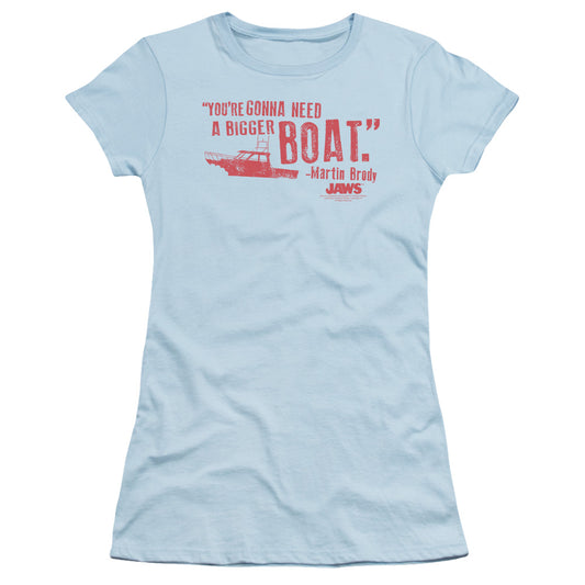 Jaws - Bigger Boat - Short Sleeve Junior Sheer - Light Blue T-shirt