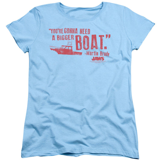 Jaws - Bigger Boat - Short Sleeve Womens Tee - Light Blue T-shirt