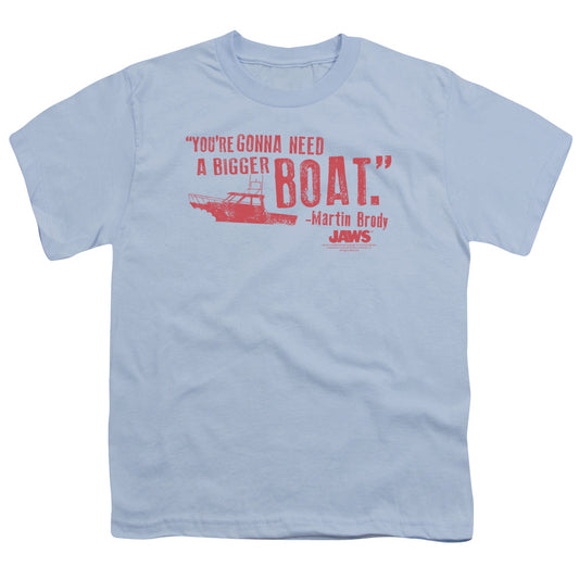 Jaws - Bigger Boat - Short Sleeve Youth 18/1 - Light Blue T-shirt