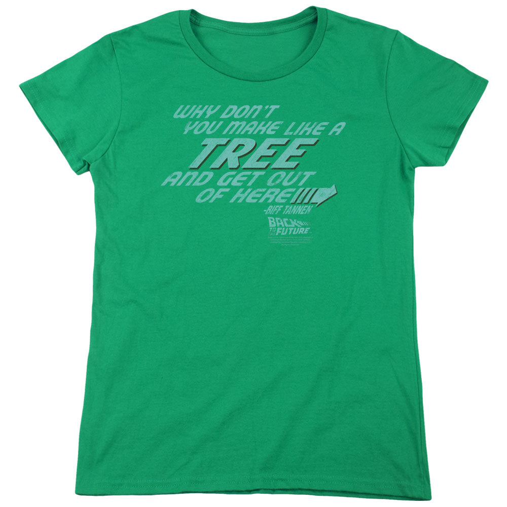 Back To The Future - Make Like A Tree - Short Sleeve Womens Tee - Kelly Green T-shirt
