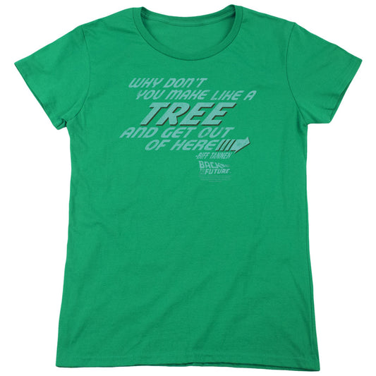 Back To The Future - Make Like A Tree - Short Sleeve Womens Tee - Kelly Green T-shirt