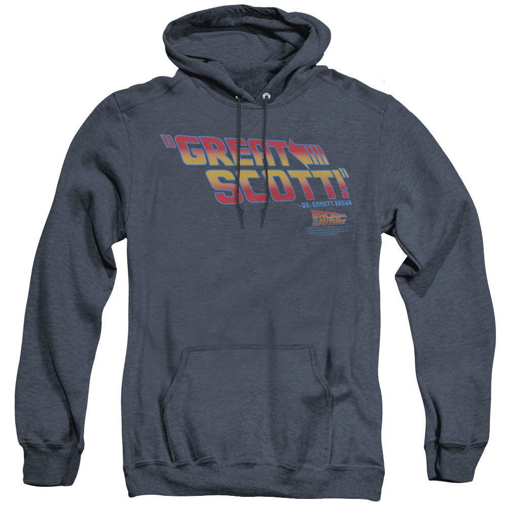 Back To The Future - Great Scott - Adult Heather Hoodie - Navy