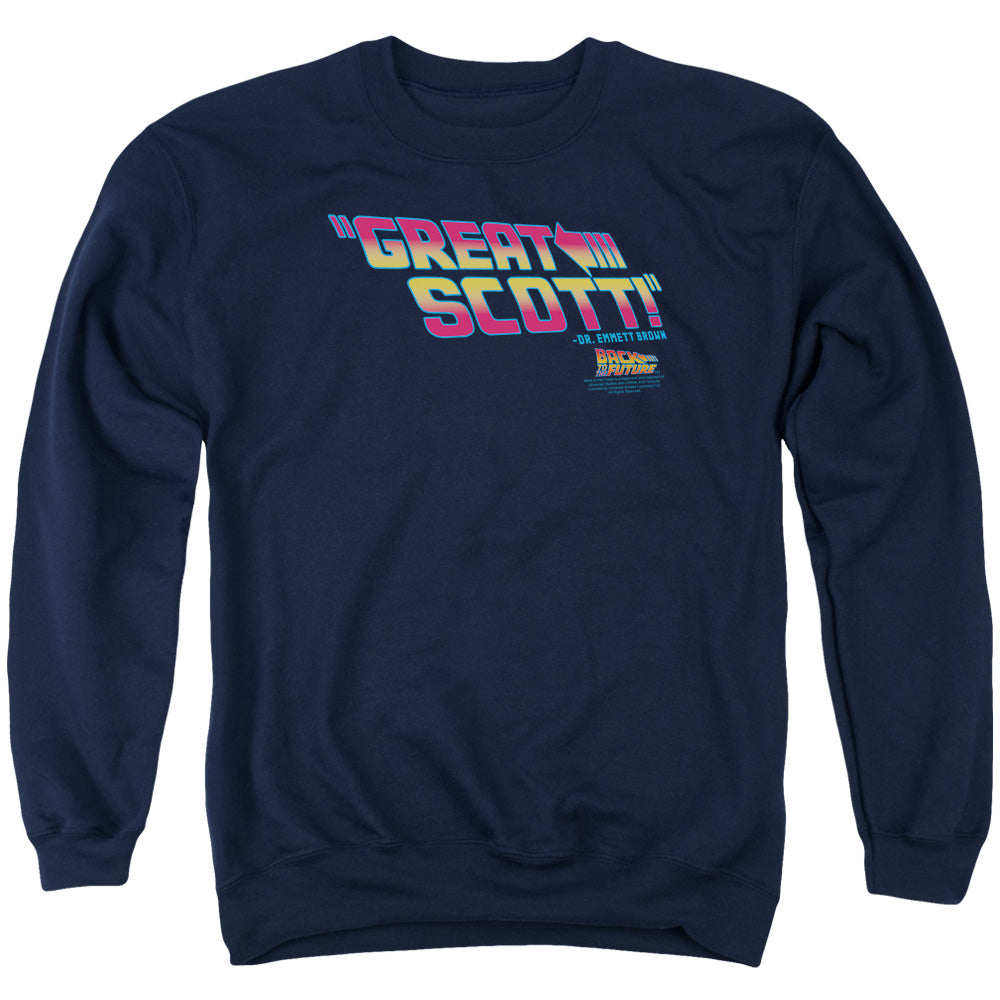 Back To The Future - Great Scott - Adult Crewneck Sweatshirt - Navy