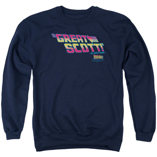 Back To The Future - Great Scott - Adult Crewneck Sweatshirt - Navy