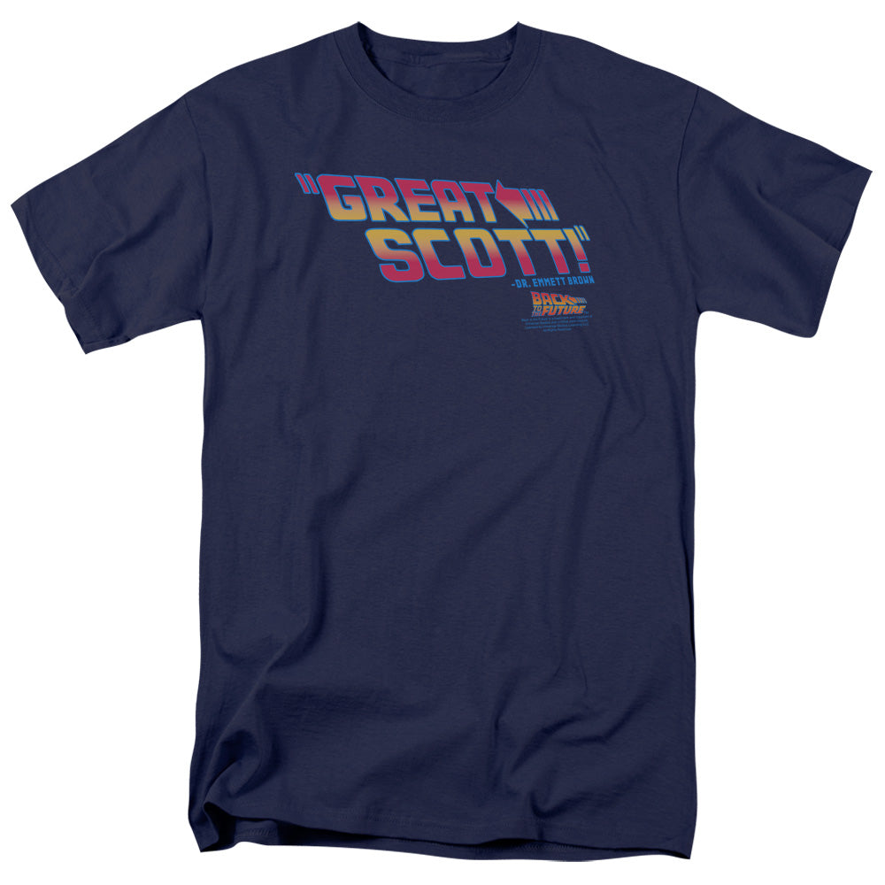 Back To The Future - Great Scott - Short Sleeve Adult 18/1 - Navy T-shirt