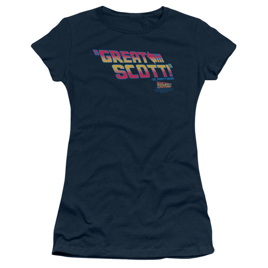 Back To The Future - Great Scott - Short Sleeve Junior Sheer - Navy T-shirt
