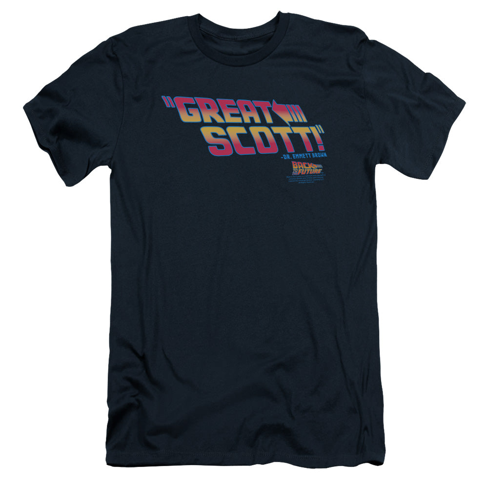 Back To The Future - Great Scott - Short Sleeve Adult 30/1 - Navy - Sm - Navy T-shirt