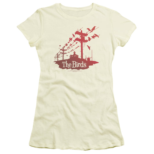 Birds - On A Wire - Short Sleeve Junior Sheer - Cream T-shirt