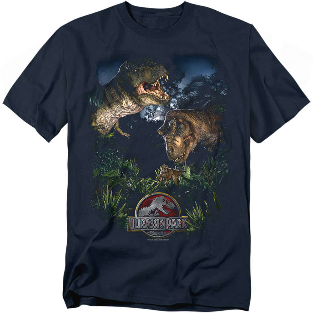 Jurassic Park - Happy Family - Short Sleeve Adult 18/1 - Black T-shirt