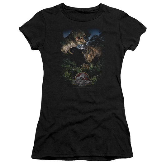 Jurassic Park - Happy Family - Short Sleeve Junior Sheer - Black T-shirt