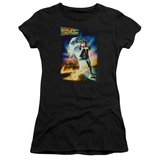 Back To The Future - Poster - Short Sleeve Junior Sheer - Black T-shirt
