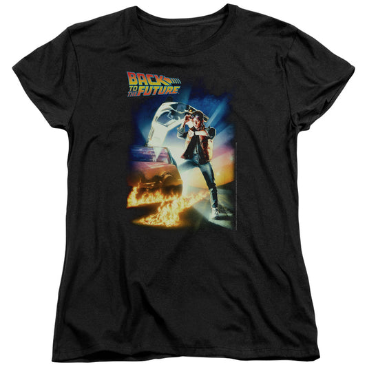 Back To The Future - Poster - Short Sleeve Womens Tee - Black T-shirt