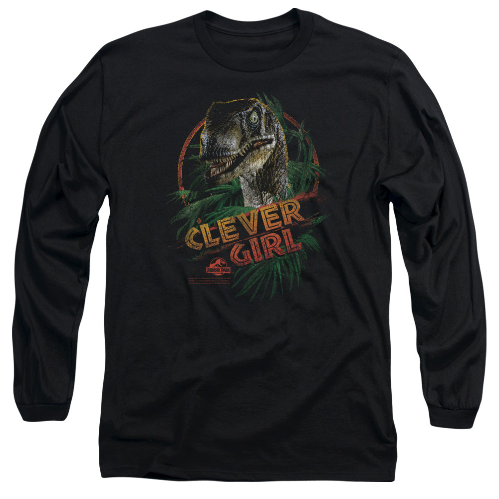 Jurassic Park - Clever Girl - Long Sleeve Adult 18/1 - Black T-shirt