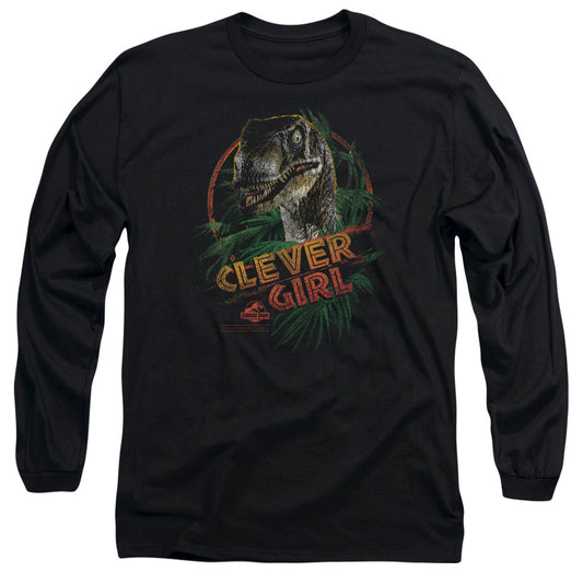 Jurassic Park - Clever Girl - Long Sleeve Adult 18/1 - Black T-shirt