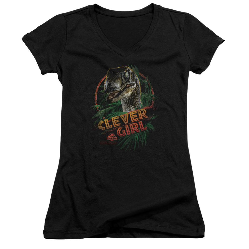 Jurassic Park Clever Girl - Junior V-neck - Black