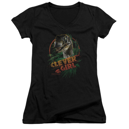 Jurassic Park Clever Girl - Junior V-neck - Black