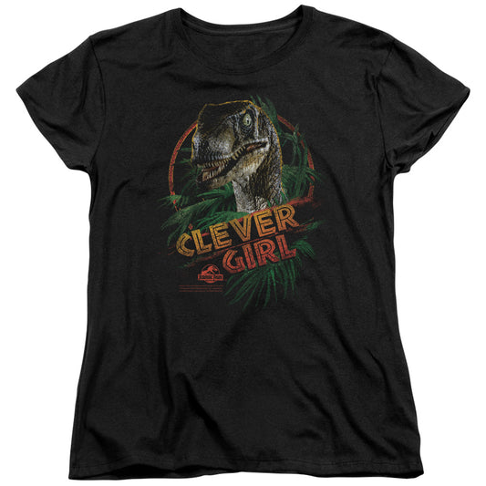 Jurassic Park - Clever Girl - Short Sleeve Womens Tee - Black T-shirt