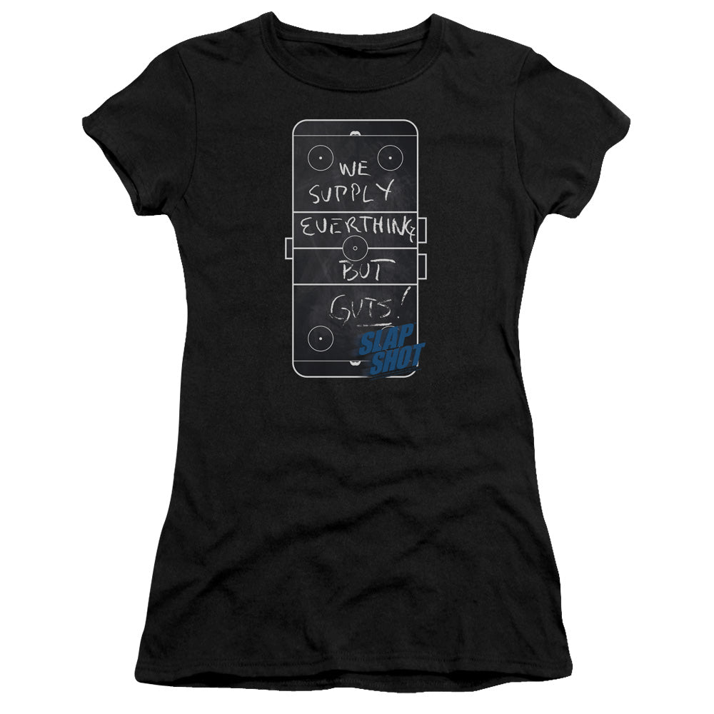Slap Shot - Chalkboard - Short Sleeve Junior Sheer - Black T-shirt